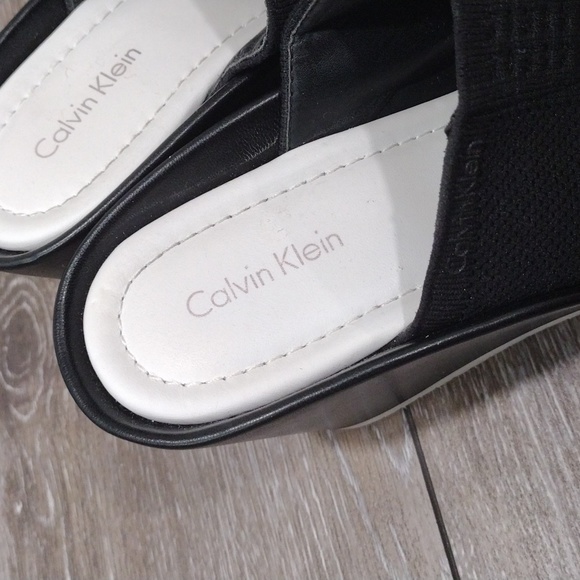 Calvin Klein black and white mesh open toe wedges. Size 10 - Picture 2 of 12